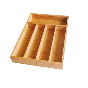 Bamboo Five Compartment Knife And Cookware <b>Box</b> <b>Drawer</b> Organizer Tableware <b>Storage</b> Rectangular Standing Type - Product Image 5