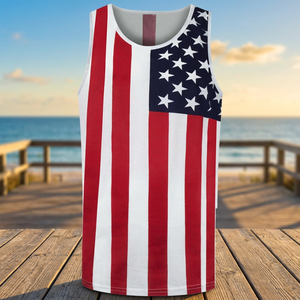 Newest American Flag <b>3D</b> Digital Printing Knitted Tank <b>Top</b> Men's Unisex Breathable Eco-Friendly Quick Dry Custom All <b>Print</b> - Product Image 3
