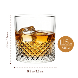 Vaso de Whisky de Cristal Premium de 340ml, Sin Plomo, Corte Diamante, Estilo Old Fashioned, Base Pesada, de Lujo, para el Hogar o <span class=keywords><strong>Bar</strong></span> - Product Image 2