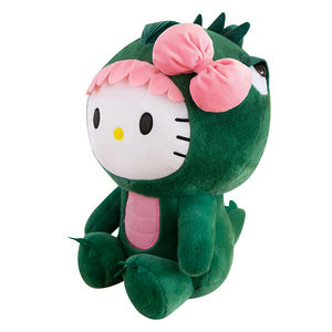 Giocattoli di Peluche Ingrosso Kawaii Super Morbidi Dinosauro Hello Kitty Gatto Animali Cartoni Animati Cuscino Imbottito in Cotone PP Verde - Product Image 5