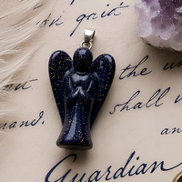 Ensemble de colliers avec pendentif aile d'ange gardien en pierres précieuses naturelles sculptées à la main (15 pierres)