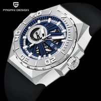 Montre mécanique pour homme PAGANI DESIGN YS-007, grande taille 47,5 mm, squelette, bracelet en cuir, saphir, étanche, montres-bracelets, Reloj Hombre