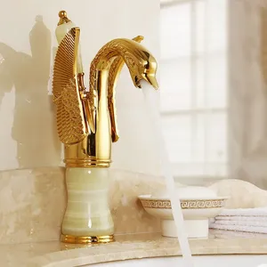 Grifo Mezclador Monomando de Lujo para Lavabo de Baño, Latón con Núcleo Cerámico, Diseño Moderno Jade, Agua Fría y Caliente, Dorado, LXL240413 - Product Image 2