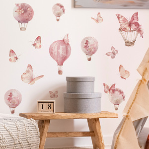 Adesivi <span class=keywords><strong>murali</strong></span> decorativi per cameretta bambini, rimovibili in vinile, palloncino rosa, adesivo murale 3D a forma di farfalla - Product Image 2