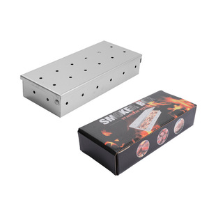 <span class=keywords><strong>Barbecue</strong></span> Griller Fumée Accessoires Ajouter <span class=keywords><strong>Smokey</strong></span> BBQ Saveur En Acier Inoxydable Fumoir Boîte pour <span class=keywords><strong>Barbecue</strong></span> À Gaz - Product Image 6