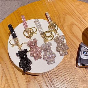 Hot Sell High Quality Crystal Rhinestone Teddy Bear Keychain Leather <b>Key</b> Chain Metal <b>Key</b> Chain - Product Image 2
