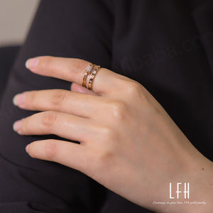 Bague de fiançailles en or véritable 18 carats AU750, zircon minimaliste, zircon rond taillé, bijoux en or, vente en gros - Product Image 6