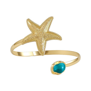 Beach Vacation Rhinestone Pearl Starfish Flower Metal Arm Cuff Statement Open Bangle Curtain <b>Tieback</b> Pearl Women Jewelry - Product Image 6