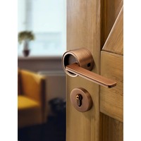 Poignée de porte en alliage de zinc au design boisé de style nordique moderne, avec serrure magnétique silencieuse, quincaillerie intérieure pour chambre à coucher
