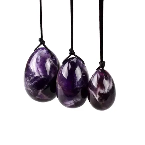 Crystal Healing Stone Purple Amethyst Voor Vaginale Oefening Geboord Jade Yoni Eieren