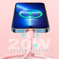 Kabel Data pengisian daya Cepat silikon awet 3A PD20W, kabel OTG 1m Seri 11/12/13/14 untuk ponsel