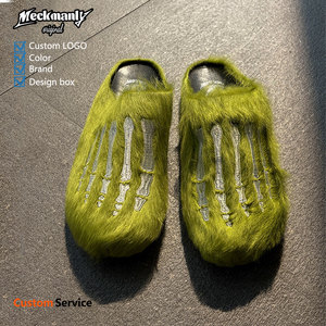 High quality factory wholesale of unisex, printed embroidery, fur, non slip cork home <b>slippers</b> - Product Image 1