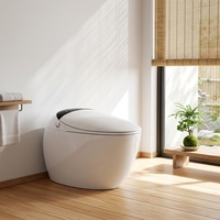 Toilette intelligente en forme d'oeuf en céramique automatique avancée avec télécommande et chauffage du siège salle de bain sanitaire bidet bol