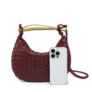 Artisanal Woven Hobo Bag With Golden Handle <strong>Sardine</strong> Handbag Lady Casual Leather quality Shoulder Bag Crossbody Bag for Women - Product Image 2