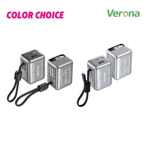 Cargador Rápido 2 en 1 con Tecnología GaN, Batería Externa de Alta Capacidad de 10000 mAh con Pantalla LED, Cable Retráctil, Portátil - Product Image 6