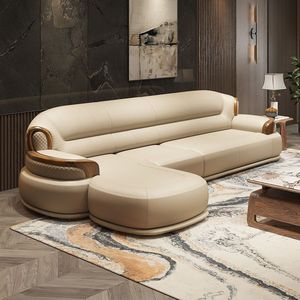 Divano di Lusso 1+2+3 in Pelle, Nuovo Divano Moderno di Alta Gamma per Soggiorno, Stile <span class=keywords><strong>Cinese</strong></span> Europeo Americano - Product Image 3