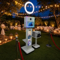 Cabina de Fotos Interactiva con Pantalla Táctil de 15.6 Pulgadas, Kiosco con Pantalla LCD Publicitaria y Soporte para Impresora para Eventos y Fiestas