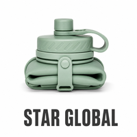 Bouteille d'eau pliable en silicone de style classique pour adultes, avec motif uni, idéale pour le camping et la salle de sport - Conception pliable