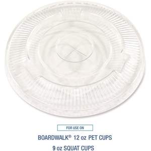 Boardwalk BWKPET910STRAWPK Couvercles jetables 9 oz. à 10 oz. Gobelet transparent avec fente pour paille, emballé individuellement (100 unités/paquet) - Product Image 5