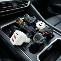 Chargeur rapide exclusif transfrontalier 4 ports, 100W max, compatible avec les véhicules 12-24V, super rapide pour voiture