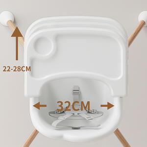 เก้าอี้สูงสำหรับเด็กทารก ดีไซน์รูปแอปเปิ้ลอเนกประสงค์ ปรับได้ตามการเติบโต 0-12 เดือน ใช้ได้ทั้งเด็กชายและเด็กหญิง ขาไม้สีขาว - Product Image 3