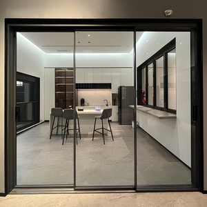 Hợp kim nhôm 3-Track mềm đóng cửa kính trượt cửa nhà bếp hệ thống cửa sổ mặt tiền dân cư cho căn hộ sử dụng sợi thủy tinh - Product Image 6