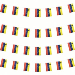 Party Events and Grand Opening Sports Celebration Decorative Venezuela Venezuelans <b>Small</b> Banner Mini String Flags Pennant - Product Image 2