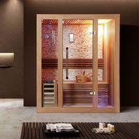Salle de sauna à vapeur moderne pour 3 personnes Prix bon marché Baignoires de spa traditionnelles en bois pour villa Bois massif de pruche