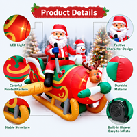 Avion géant gonflable personnalisé de Noël avec Père Noël pilote et éclairage LED intégré, accessoire gonflable pour centre commercial, magasin, attraction de vacances