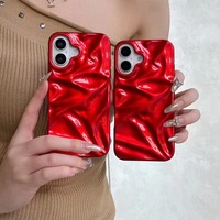 Funda para Teléfono HMJ con Purpurina Antiarrugas, TPU Galvanizado Rojo, para iPhone 17 16 15 14 13 12 11 Pro Max Plus, para iPhone 17 Pro Max, OEM