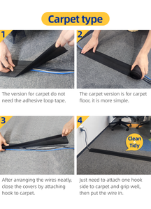 Vente en gros de bandes de couverture de cordon de tapis réglables Gestion des câbles avec ruban <span class=keywords><strong>adhésif</strong></span> pour protéger les cordons Prévenir les risques de trébuchement - Product Image 5