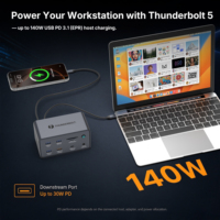 Base de Conexión Thunderbolt 5 18 en 1, 80Gbps USB-C, 8K DP, LAN 2.5G, M.2 SSD, 140W PD para Laptop