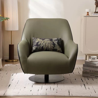 Fauteuil pivotant élégant en cuir olive et noir JP pour le loisir, design enveloppant incurvé pour salon/chambre à coucher, luxe