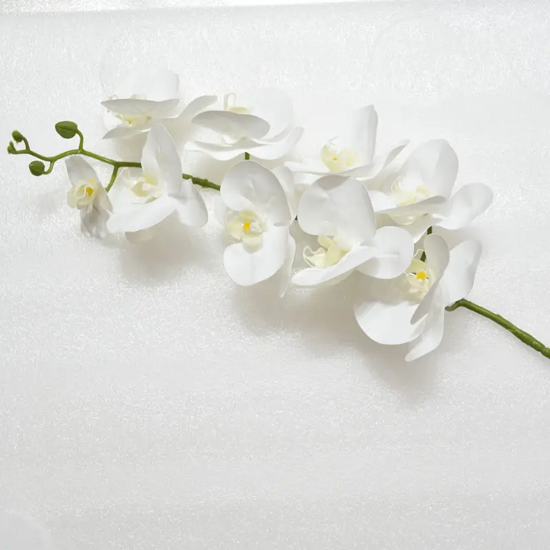 Flores artificiais de látex vermelho branco real de luxo 3D para decoração de casamento de orquídeas falsas