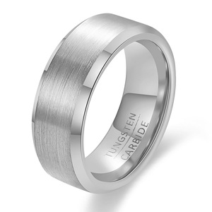 <b>Tungsten</b> Carbide Ring 8mm Gold Beveled Wedding Band For Women Geometric Design - Product Image 2
