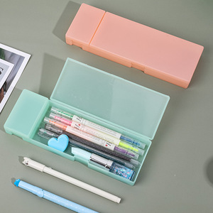 Vente en gros de trousse à crayons scolaire de grande capacité en plastique PP transparent avec deux compartiments coffrets cadeaux de <span class=keywords><strong>papeterie</strong></span> pour filles - Product Image 3