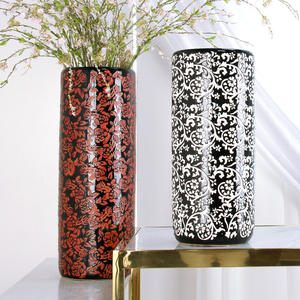 Porta ombrelli fiori rossi S075 porta porta bastone da passeggio in ceramica da 18 pollici supporto per mazze da Golf 23.8 pollici porta pergamena per pittura - Product Image 3