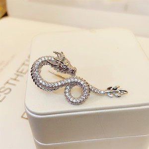 高品質ダイヤモンドドラゴンブローチゴールドとシルバーメッキジルコニアドラゴンブローチ - Product Image 2