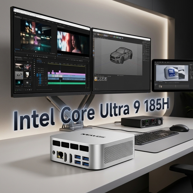 Hot UK Poland Intel Core Ultra 9 185H AI Mini PC LPDDR5 Dual LAN WiFi 6 Windows 11 Linux Edge AI Computer