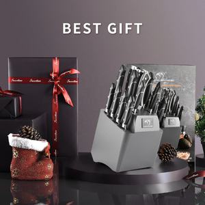 Venta caliente 18 piezas de cubiertos de acero de Damasco Juego de cuchillos de cocina Premium Santoku Cleaver Cuchillos con mango de ABS para regalo - Product Image 6