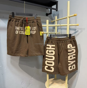 Shorts décontractés imprimés pour hommes, 100 % coton épais de qualité supérieure, style streetwear et sportif, motif 'THAT'S a AWFUL LOT of COUGH SYRUP' - Product Image 1