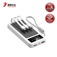 Batterie solaire Li-polymère 22,5 W 10000 mAh avec écran numérique, 4 câbles intégrés (Micro USB), lampe de camping et charge rapide