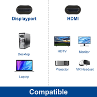 Câble Zong Factory en gros Argent vers DP 2.1 48 Gbit/s 8K HDR plaqué or pour moniteur et lecteur DVD