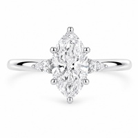 Bague de fiançailles personnalisée en diamant de laboratoire taille marquise, certifiée IGI, en or massif 18 carats plaqué rhodium, faite à la main, unisexe, tendance, raffinée