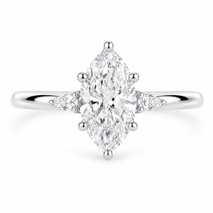 Bague de fiançailles personnalisée en diamant de laboratoire de taille marquise, certifiée IGI, en or massif 18 carats, faite à la main, bijoux fins unisexes - Product Image 2