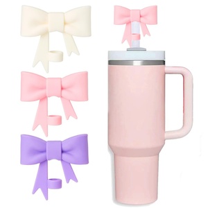 Silicone Straw Toppers Bows 30 40 Oz Tumblers Bow Bottle Cup Accessories Customizable Straw Cover for <b>Bar</b> <b>Drinking</b> - Product Image 3
