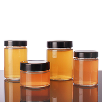 Bocal vide rond transparent de 4oz, 8oz, 12oz, 20oz, récipient alimentaire en verre avec couvercle métallique profond pour la Sauce, la confiture de miel et le cornichon