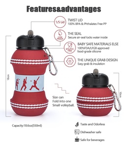 Bouteille d'eau de sport pliable en silicone pour enfants, avec paille, pour le football, l'école, la salle de sport, le stade - Product Image 6