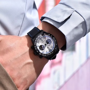 PD-1822 PAGANI DESIGN Montre à quartz de luxe tendance pour homme, noir rose, chronographe sport, montre-bracelet en cuir noir pour homme - Product Image 3