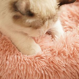 Toweyfe bellek köpük yumuşak rahat peluş çörek Pet yatak lüks katı kabarık yuvarlak köpek yatağı Farx kürk kediler için ev Cama para Perro - Product Image 6